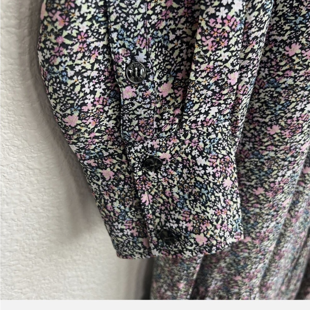 GANNI Ruffled Crepe Floral Print Midi Dress in Moonlight Mauve Size 36 / US 4 - Picture 12 of 16